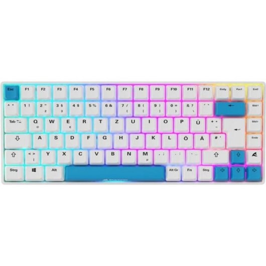 Teclado Sharkoon SKILLER SGK50 S3 PBT mecânico hot-swap RGB 75% branco/azul