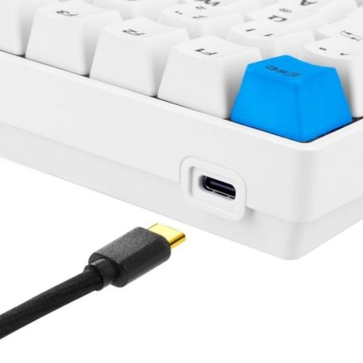 Teclado Sharkoon SKILLER SGK50 S3 PBT mecânico hot-swap RGB 75% branco/azul