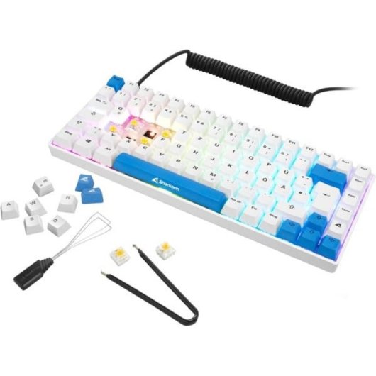 Teclado Sharkoon SKILLER SGK50 S3 PBT mecânico hot-swap RGB 75% branco/azul