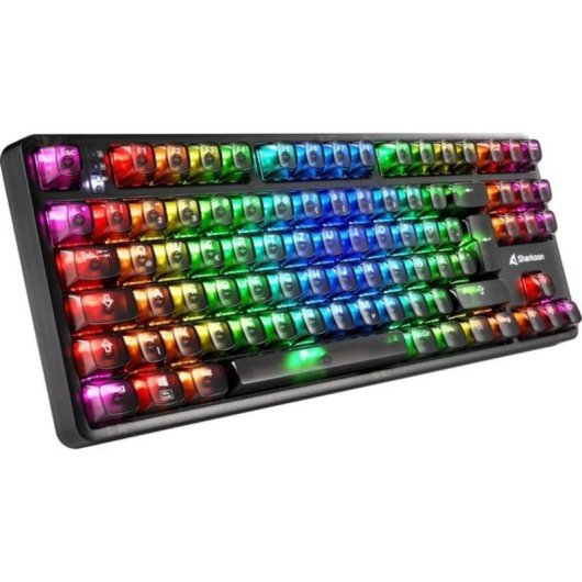 Teclado Sharkoon Crystal Shark mecânico compacto RGB com switches KTT Hot-Swappable