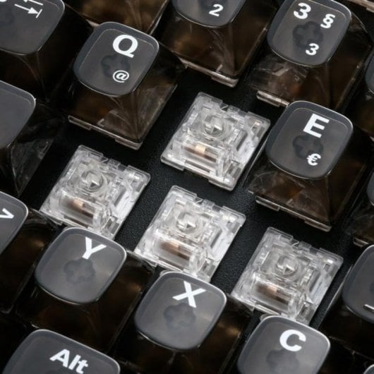 Teclado Sharkoon Crystal Shark mecânico compacto RGB com switches KTT Hot-Swappable