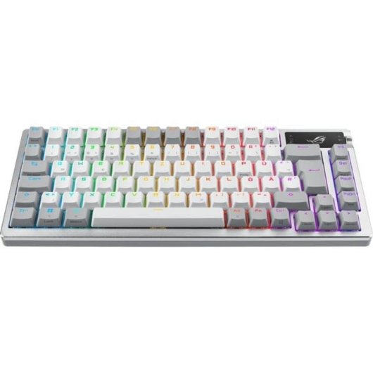 Teclado ASUS ROG Azoth mecânico branco 75% com switches lineares intercambiáveis RGB alemão