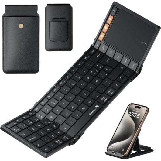 Teclado ProtoArc XK01TP Bluetooth dobrável compacto com touchpad