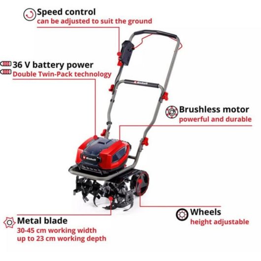 Minicoltivatore Elettrico Einhell GP-CR 36/45 36V 45 cm Nero
