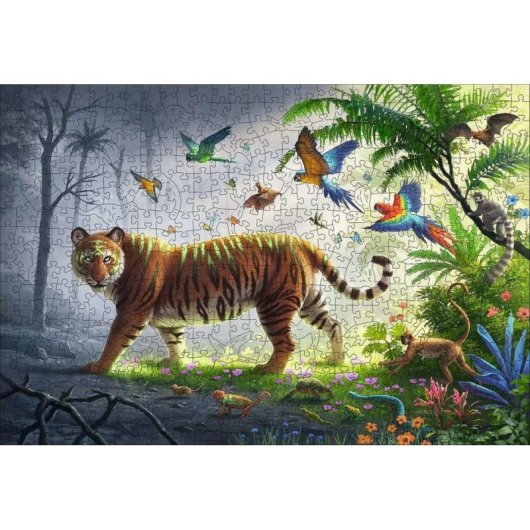 Puzzle Ravensburger 500 pièces Tigre dans la jungle en bois