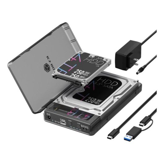 Caja PC Icy Box IB-3882MSCL-CU31 M.2/2.5"/3.5" Kunststoff Schwarz mit Offline-Klonfunktion