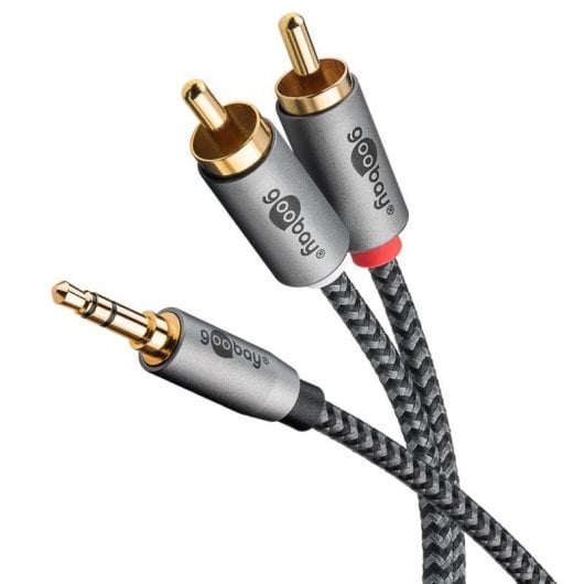 Audiokabel Goobay 65289 3,5mm Stecker zu 2x RCA Stecker 3 m Schwarz/Silber