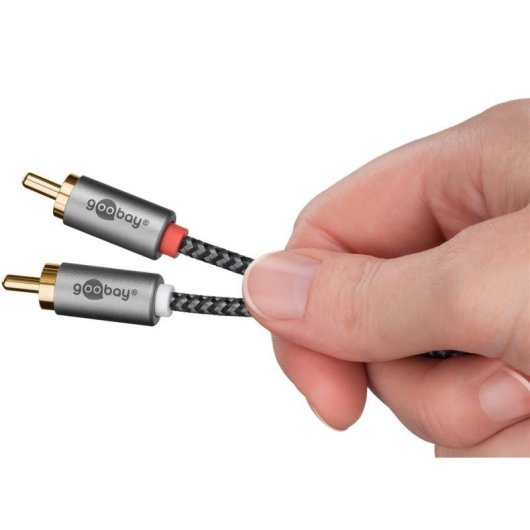 Audiokabel Goobay 65289 3,5mm Stecker zu 2x RCA Stecker 3 m Schwarz/Silber