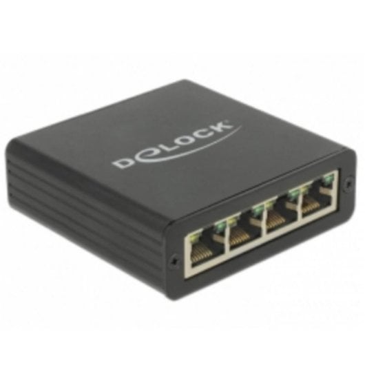 Hub DeLOCK 4 puertos RJ-45 USB 3.0 Realtek RTL8153 0,8 m metal negro
