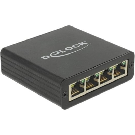 Hub DeLOCK 4 puertos RJ-45 USB 3.0 Realtek RTL8153 0,8 m metal negro