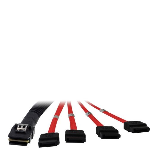 Cable Inter-Tech SFF 8087 a 4x SATA de 1 m, Negro