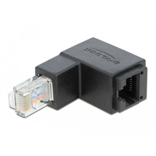 Adattatore RJ45 maschio a femmina Cat.6 UTP 90° nero DeLOCK