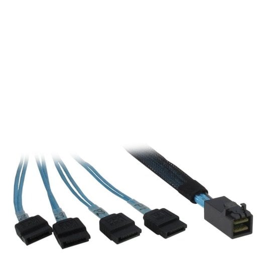 Cable Inter-Tech SFF 8643 a 4x SATA de 0,5 m, Negro/Azul