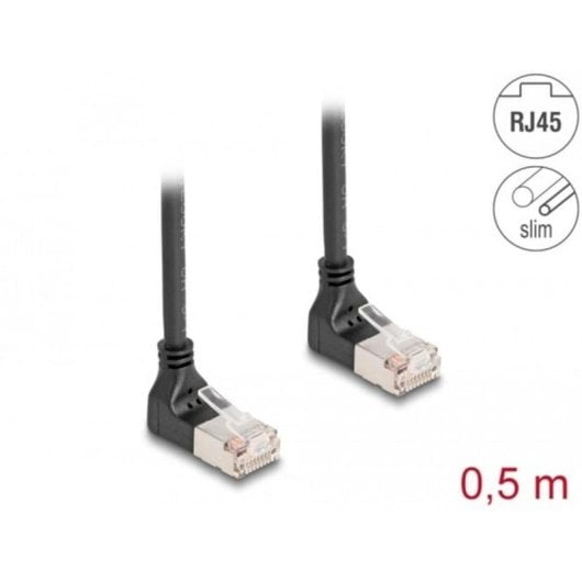 Cable de red RJ45 Cat.6A S/FTP Slim 90° acodado DeLOCK 0,5 m negro