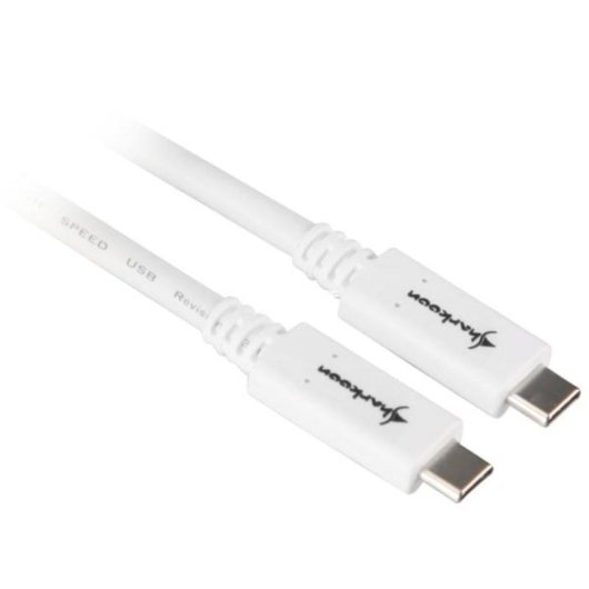 Cable USB C à USB C Sharkoon 0,5 m USB 3.2 Gen 1 Blanc