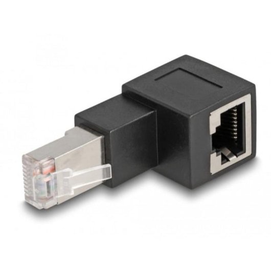 Adaptateur RJ45 mâle à femelle Cat.6A 90° coudé vers le haut DeLOCK