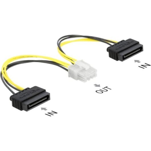 Câble d'alimentation DeLOCK 2 x SATA vers EPS 8 broches 15 cm
