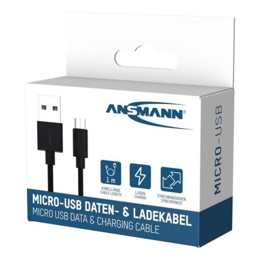 Cable USB 2.0 Ansmann 1 m USB A a Micro-USB B Negro