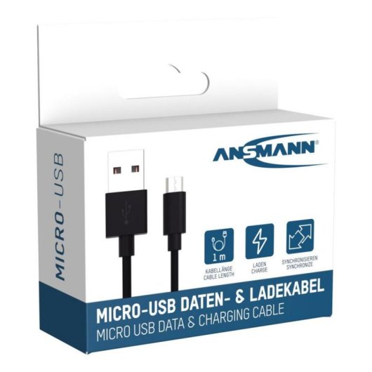 Cable USB 2.0 Ansmann 1 m USB A a Micro-USB B Negro