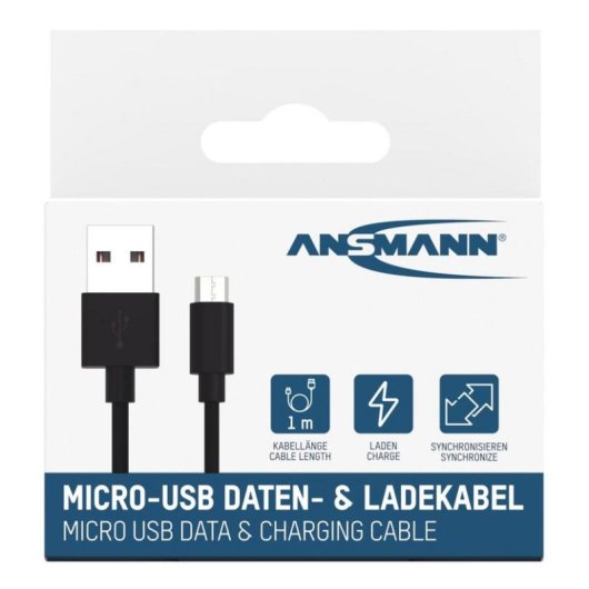 Cable USB 2.0 Ansmann 1 m USB A a Micro-USB B Negro