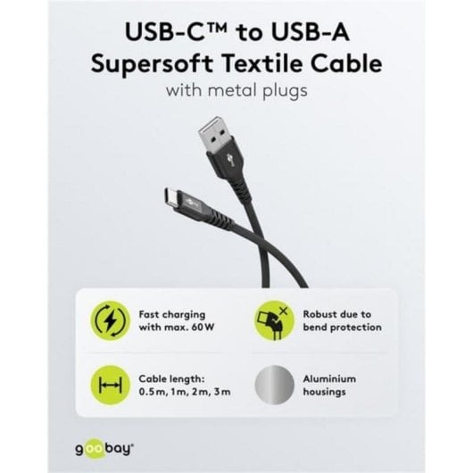 Cable USB Goobay 74526 1 m USB-C a USB-A 2.0 Negro