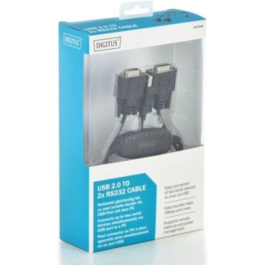 Kabel USB 2.0 auf 2x RS232 Digitus 1,5 m Schwarz
