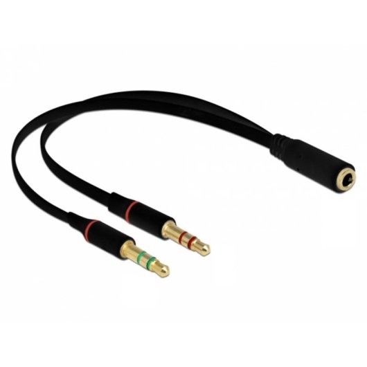 Adattatore audio Delock 65967 3,5 mm femmina a 2x 3,5 mm maschio 0,2 m nero