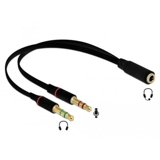 Adattatore audio Delock 65967 3,5 mm femmina a 2x 3,5 mm maschio 0,2 m nero