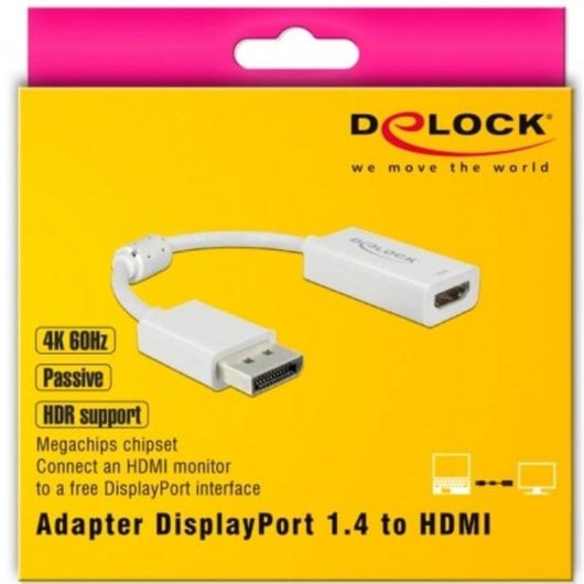 Adaptador de vídeo DeLOCK DisplayPort para HDMI 0,1 m branco