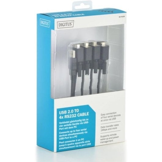 Kabel USB 2.0 auf 4 RS232 Digitus 1,5 m Schwarz