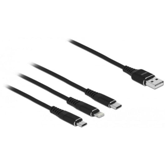 Cavo di ricarica USB 3 in 1 Delock Tipo-A a Lightning/Micro USB/USB Type-C 1 m nero