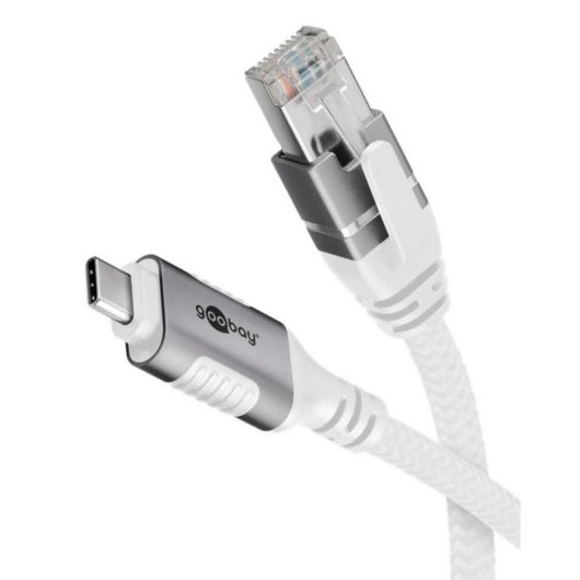 Cable réseau USB-C vers RJ-45 Cat6 Goobay 1 m blindé F/UTP blanc
