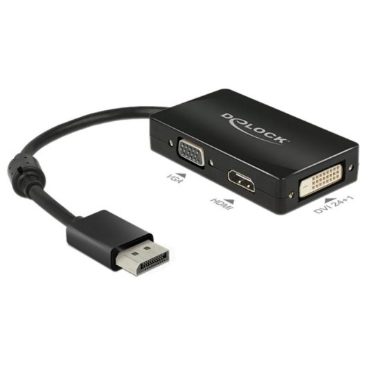 Adattatore DisplayPort a VGA+HDMI+DVI DeLOCK 0,16 m Nero