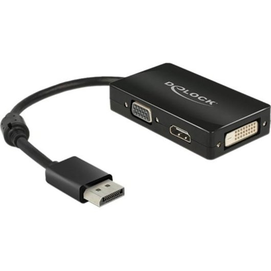Adattatore DisplayPort a VGA+HDMI+DVI DeLOCK 0,16 m Nero