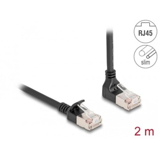 Cable de red RJ45 Cat.6A S/FTP Slim 90° acodado Delock 2 m negro