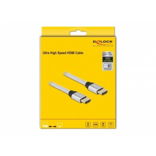 HDMI-Kabel Delock Ultra High Speed 48 Gbps 8K 60 Hz 0,5 m Silber