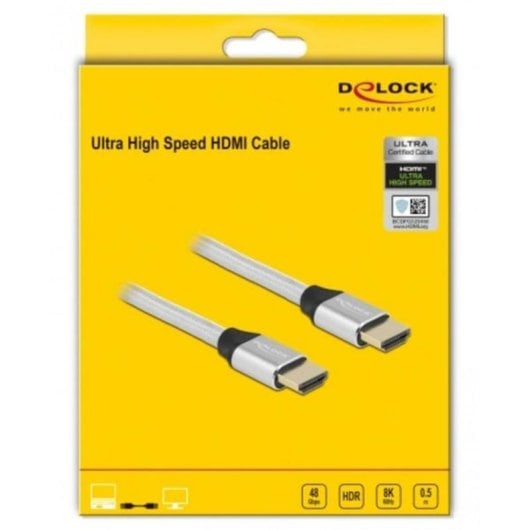 HDMI-Kabel Delock Ultra High Speed 48 Gbps 8K 60 Hz 0,5 m Silber