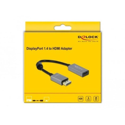 Adaptador DeLOCK DisplayPort 1.4 para HDMI 4K 60 Hz HDR 0,2 m