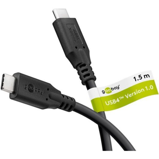 Cable USB4 Goobay 74192 1,5 m USB-C à USB-C 40 Gbit/s Noir