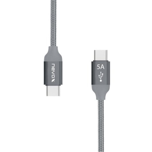 Cable USB C a USB C Nevox 1653 1 m USB 2.0 Gris Plata