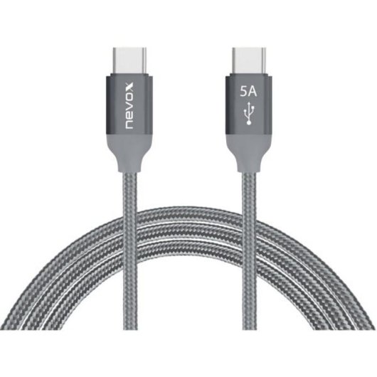 Cable USB C a USB C Nevox 1653 1 m USB 2.0 Gris Plata
