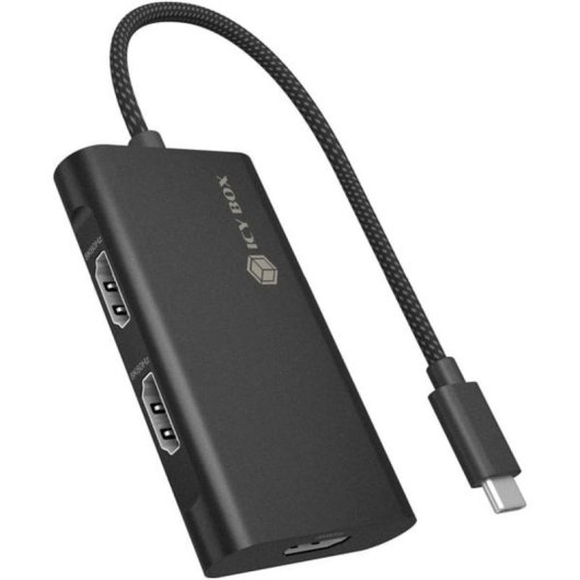 Hub ICY BOX 3 HDMI-Anschlüsse 10 Gbps USB 3.2 Gen 2 IB-AD1030-C Kabel 20 cm