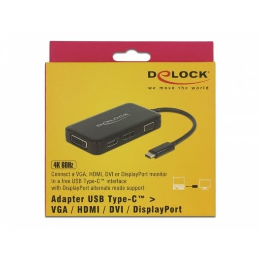 Adaptador USB-C para HDMI, DisplayPort, DVI-I e VGA DeLOCK 63929