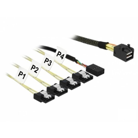 Cabo Adaptador DeLOCK 85732 Mini SAS HD SFF-8643 para 4x SATA 6 Gb/s 1 m
