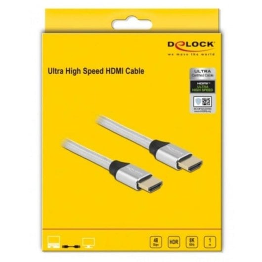 HDMI-Kabel Delock 48 Gbps 8K 60 Hz 1 m Silber