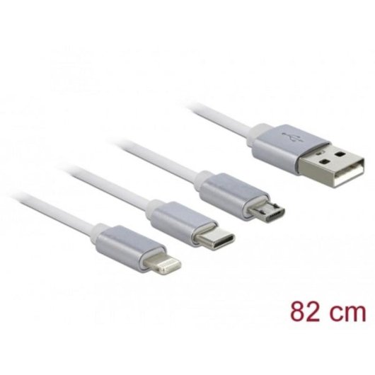 Câble USB DeLOCK 85850 0,98 m USB 2.0 Argent Blanc