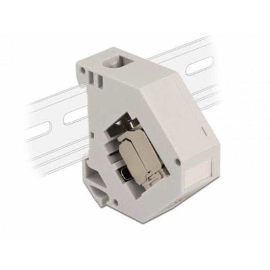 Adaptador de carril DIN con módulo Keystone RJ-45 hembra Cat.6A LSA DeLOCK