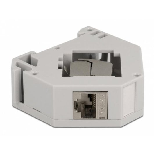 Adaptador de carril DIN con módulo Keystone RJ-45 hembra Cat.6A LSA DeLOCK