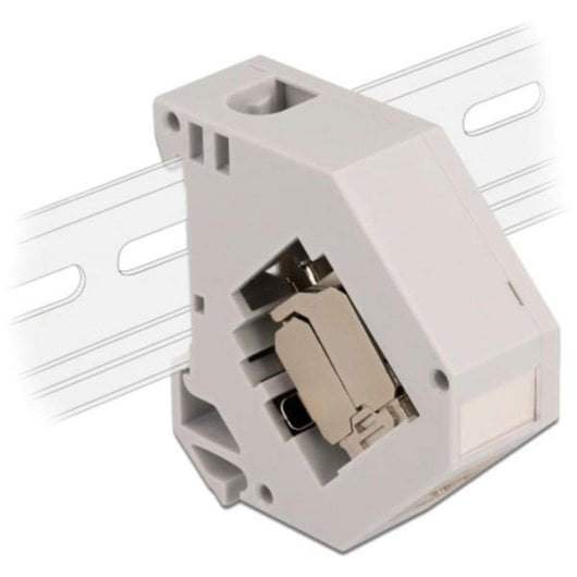 Adaptador de carril DIN con módulo Keystone RJ-45 hembra Cat.6A LSA DeLOCK