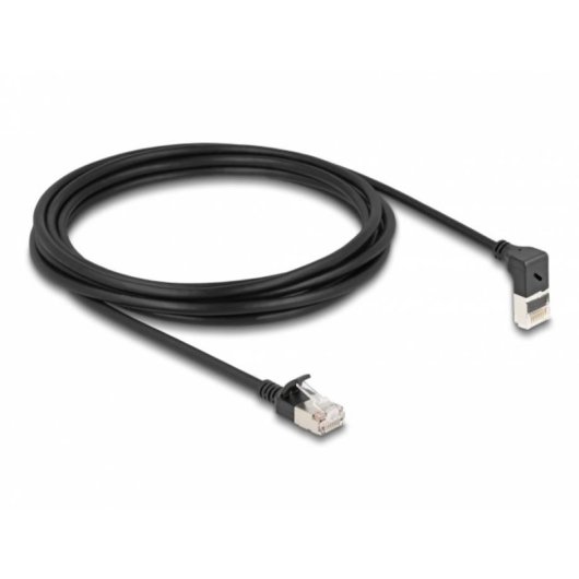 Cavo di Rete RJ45 Cat.6A S/FTP Slim 90° Angolato 3 m Nero DeLOCK